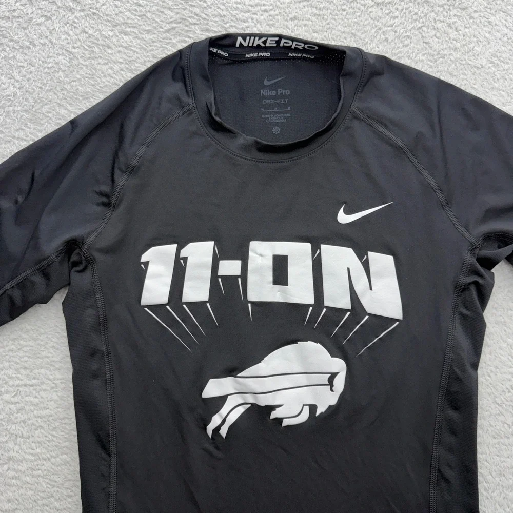 Nike Pro Dri-FIT Mens Black Buffalo Bills 11-ON NFL Play Football Shirt Medium